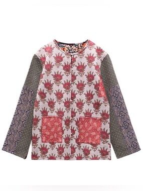 Zara Multicolour Pinted Quilted Patchwork Jacket.
